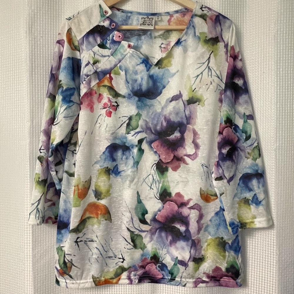 Paisley and Sage floral knit top